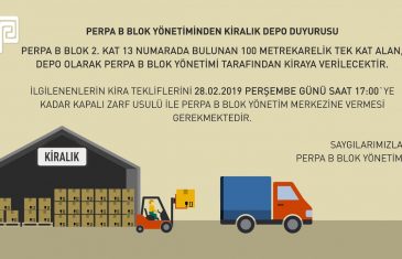 PERPA B Blok'tan Kiralık Depo